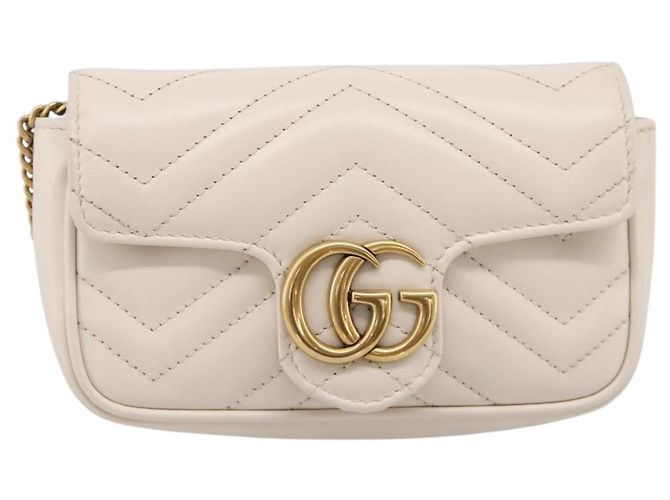 Borsa a tracolla con catena GUCCI in pelle Beige Tono Oro 476433 Auth mr3031V - vista 2