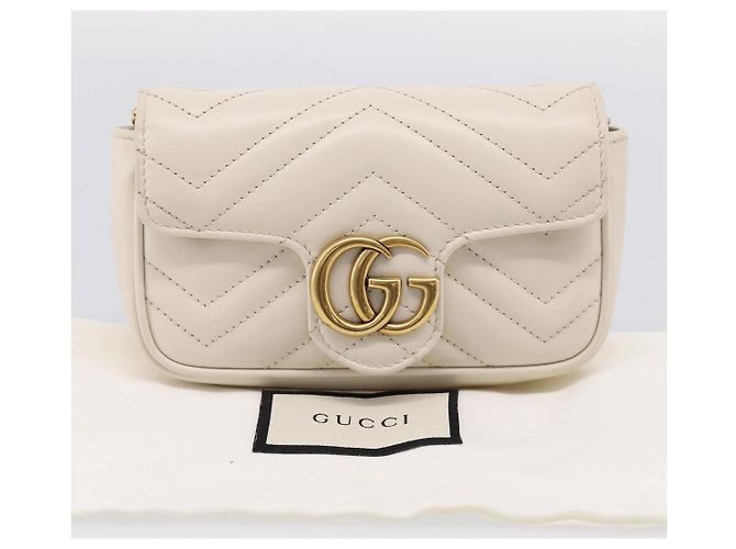 Borsa a tracolla con catena GUCCI in pelle Beige Tono Oro 476433 Auth mr3031V - vista 23