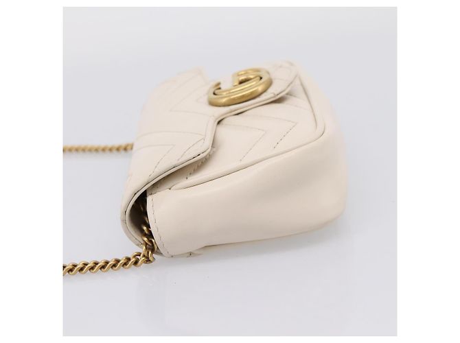 Borsa a tracolla con catena GUCCI in pelle Beige Tono Oro 476433 Auth mr3031V - vista 4