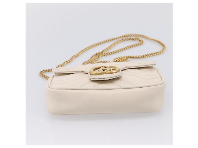 Borsa a tracolla con catena GUCCI in pelle Beige Tono Oro 476433 Auth mr3031V - vista 9