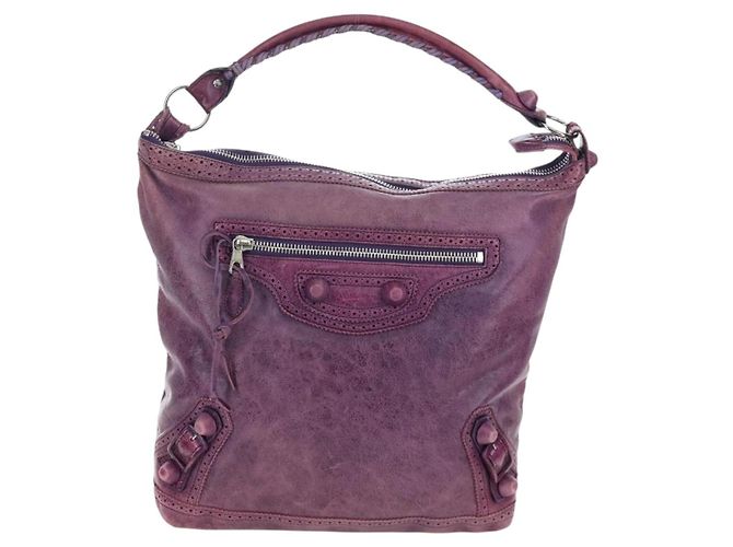 Borsa BALENCIAGA Covered Giant Day in pelle viola argento 204527 Auth 201485V Porpora - vista 13