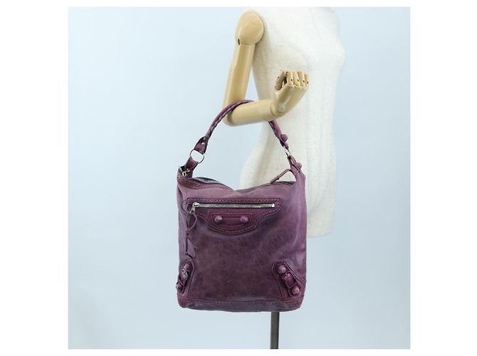 Borsa BALENCIAGA Covered Giant Day in pelle viola argento 204527 Auth 201485V Porpora - vista 31