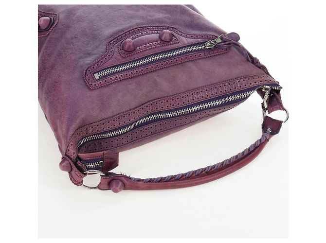 Borsa BALENCIAGA Covered Giant Day in pelle viola argento 204527 Auth 201485V Porpora - vista 7