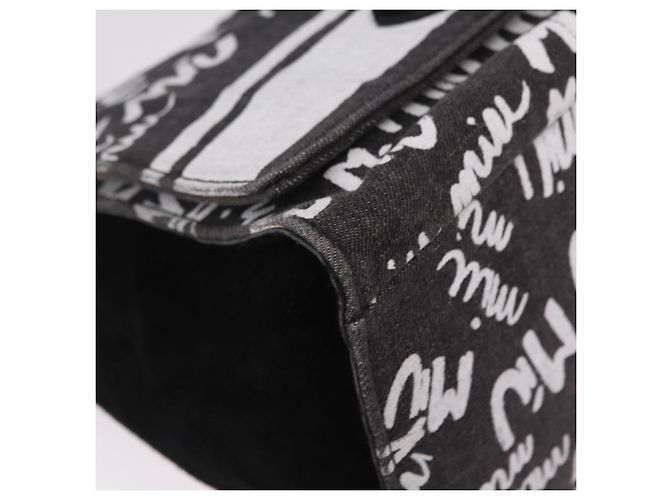 Bolsa de Ombro Miu Miu Denim 2way Gray Silver Auth 202961M Marrom Prata - vista 16