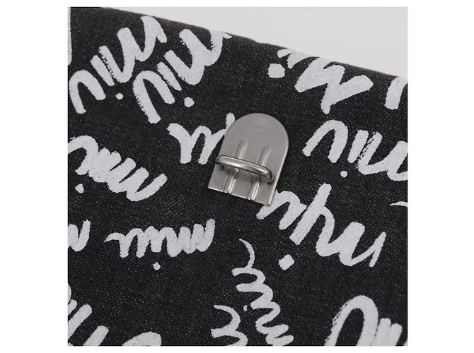 Bolsa de Ombro Miu Miu Denim 2way Gray Silver Auth 202961M Marrom Prata - vista 24