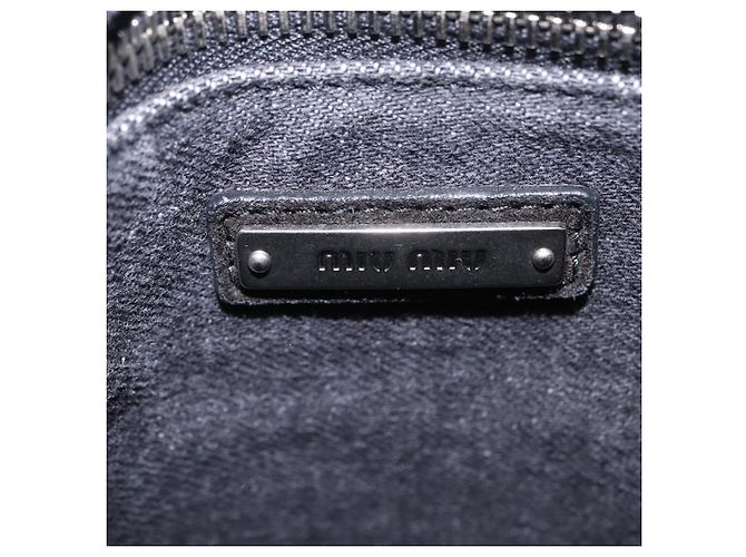 Bolsa de Ombro Miu Miu Denim 2way Gray Silver Auth 202961M Marrom Prata - vista 25