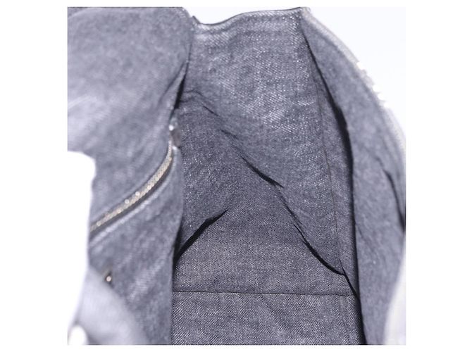Bolsa de Ombro Miu Miu Denim 2way Gray Silver Auth 202961M Marrom Prata - vista 26