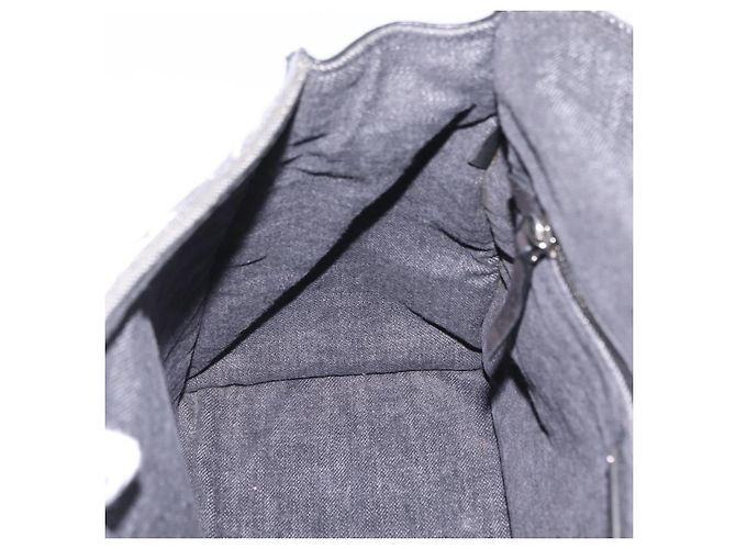 Bolsa de Ombro Miu Miu Denim 2way Gray Silver Auth 202961M Marrom Prata - vista 27