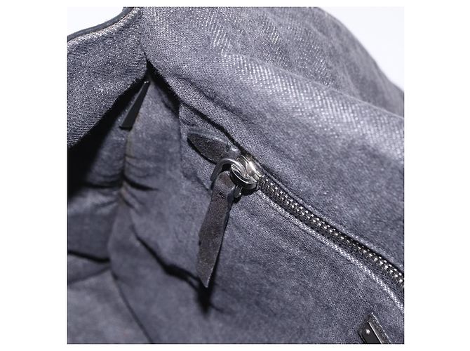 Bolsa de Ombro Miu Miu Denim 2way Gray Silver Auth 202961M Marrom Prata - vista 28