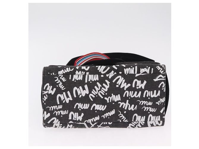 Bolsa de Ombro Miu Miu Denim 2way Gray Silver Auth 202961M Marrom Prata - vista 5
