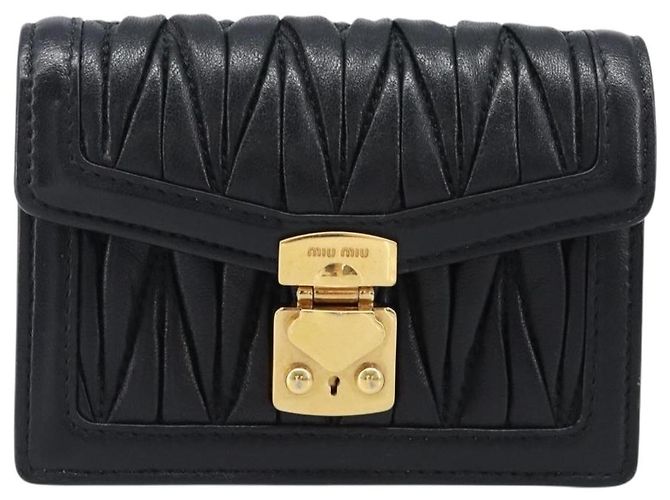 Miu Miu Matelasse Chain Shoulder Pouch Leather Black Gold Tone Auth bs37119V Nero - vista 13