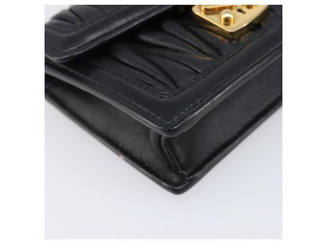 Miu Miu Matelasse Chain Shoulder Pouch Leather Black Gold Tone Auth bs37119V Nero - vista 15