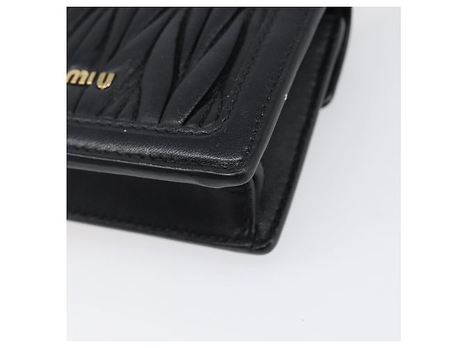 Miu Miu Matelasse Chain Shoulder Pouch Leather Black Gold Tone Auth bs37119V Nero - vista 16