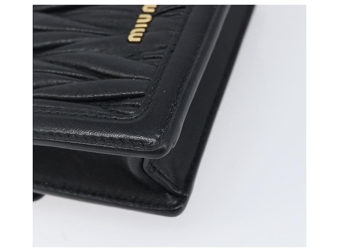 Miu Miu Matelasse Chain Shoulder Pouch Leather Black Gold Tone Auth bs37119V Nero - vista 17