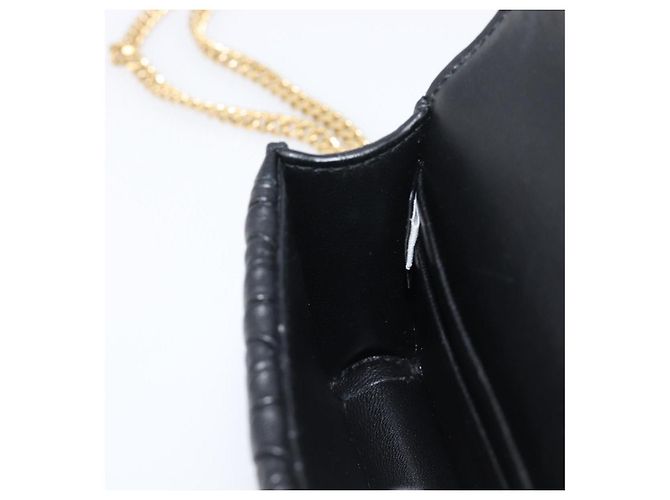 Miu Miu Matelasse Chain Shoulder Pouch Leather Black Gold Tone Auth bs37119V Nero - vista 23