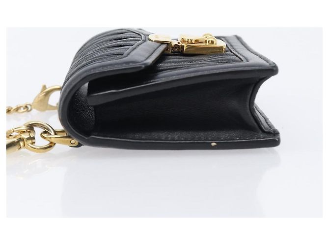 Miu Miu Matelasse Chain Shoulder Pouch Leather Black Gold Tone Auth bs37119V Nero - vista 4