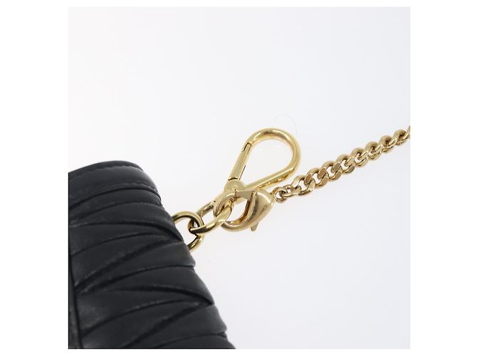 Miu Miu Matelasse Chain Shoulder Pouch Leather Black Gold Tone Auth bs37119V Nero - vista 9