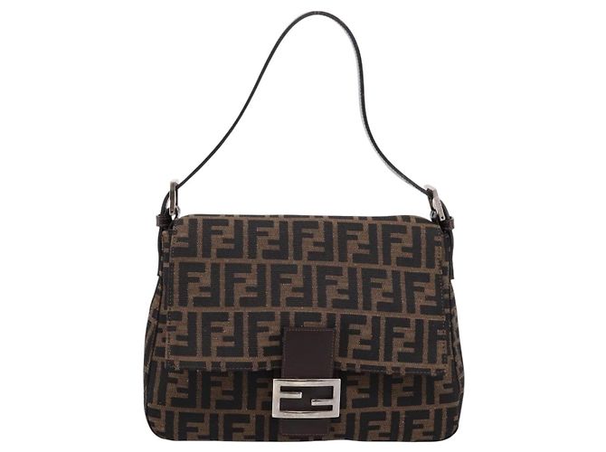 FENDI Zucca Canvas Mamma Baguette Schultertasche Braun Silber Auth mr2954V - Ansicht 13