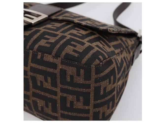 FENDI Zucca Canvas Mamma Baguette Schultertasche Braun Silber Auth mr2954V - Ansicht 14
