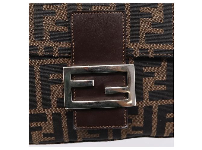 FENDI Zucca Canvas Mamma Baguette Schultertasche Braun Silber Auth mr2954V - Ansicht 19
