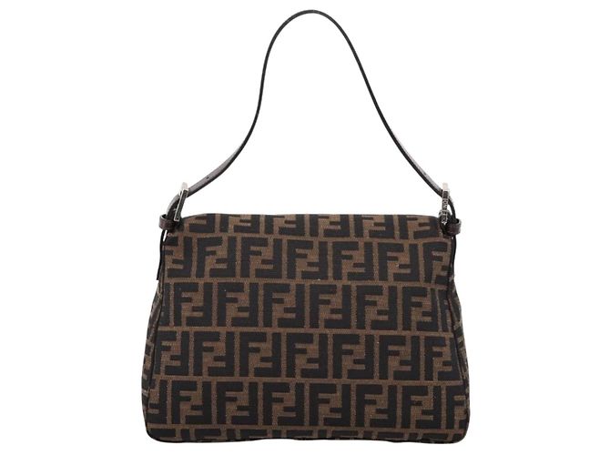 FENDI Zucca Canvas Mamma Baguette Schultertasche Braun Silber Auth mr2954V - Ansicht 2