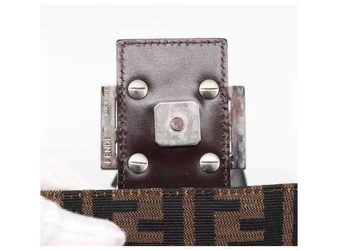 FENDI Zucca Canvas Mamma Baguette Schultertasche Braun Silber Auth mr2954V - Ansicht 20