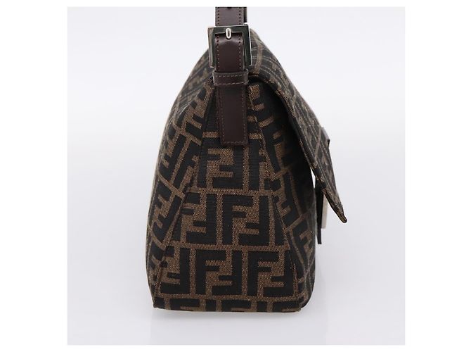 FENDI Zucca Canvas Mamma Baguette Schultertasche Braun Silber Auth mr2954V - Ansicht 3
