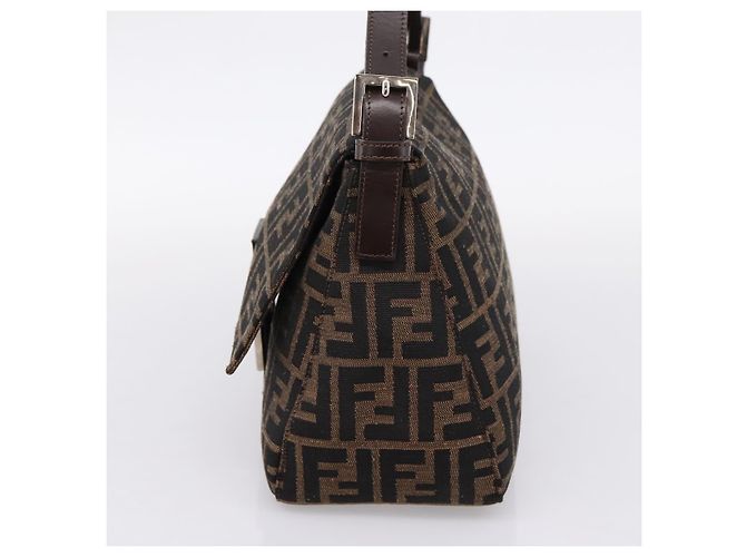 FENDI Zucca Canvas Mamma Baguette Schultertasche Braun Silber Auth mr2954V - Ansicht 4
