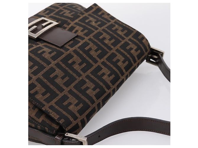 FENDI Zucca Canvas Mamma Baguette Schultertasche Braun Silber Auth mr2954V - Ansicht 6