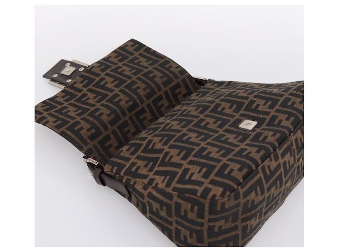 FENDI Zucca Canvas Mamma Baguette Schultertasche Braun Silber Auth mr2954V - Ansicht 9