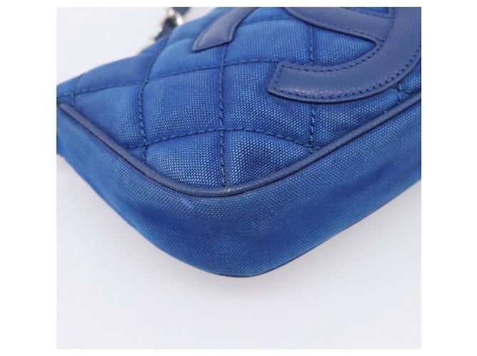 Borsa a tracolla CHANEL Matelasse con catena in tela blu argento CC Auth 206279V - vista 14