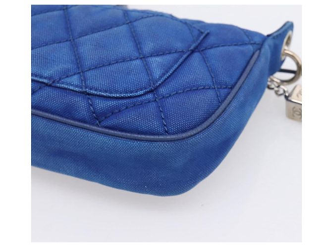 Borsa a tracolla CHANEL Matelasse con catena in tela blu argento CC Auth 206279V - vista 15