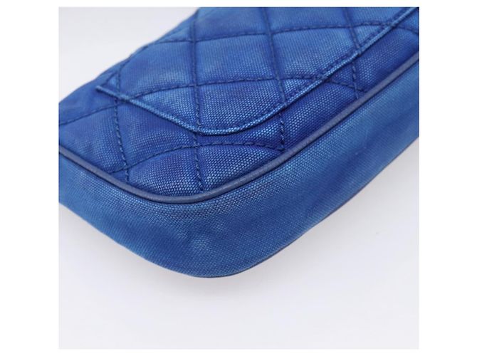 Borsa a tracolla CHANEL Matelasse con catena in tela blu argento CC Auth 206279V - vista 16