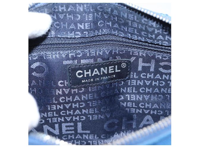 Borsa a tracolla CHANEL Matelasse con catena in tela blu argento CC Auth 206279V - vista 19