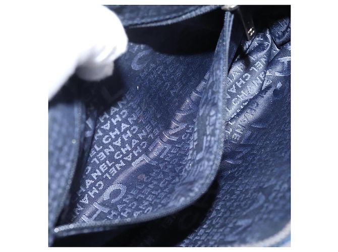 Borsa a tracolla CHANEL Matelasse con catena in tela blu argento CC Auth 206279V - vista 23