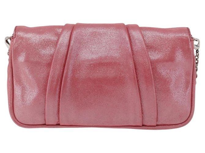 FENDI Mia Pochette Borsa a tracolla con catena Pelle Rosa Argento 8BP046 Auth 204918M - vista 2