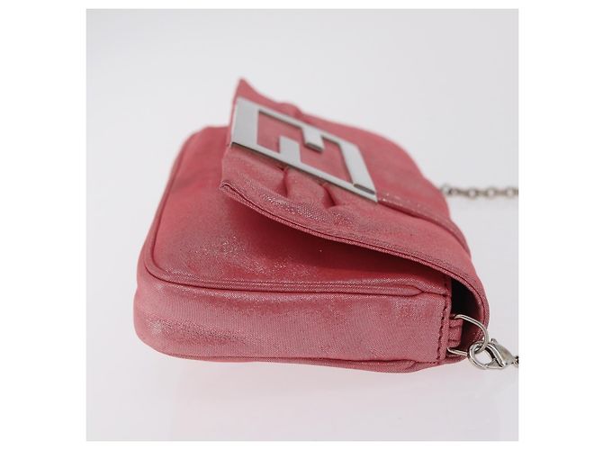 FENDI Mia Pochette Borsa a tracolla con catena Pelle Rosa Argento 8BP046 Auth 204918M - vista 3