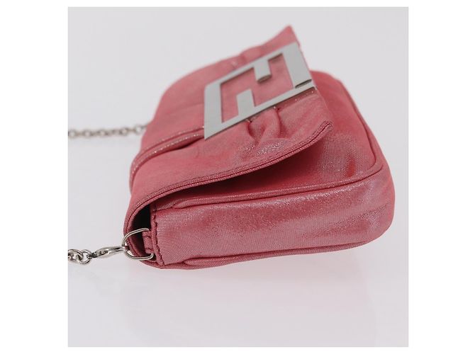 FENDI Mia Pochette Borsa a tracolla con catena Pelle Rosa Argento 8BP046 Auth 204918M - vista 4