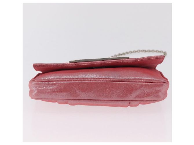 FENDI Mia Pochette Borsa a tracolla con catena Pelle Rosa Argento 8BP046 Auth 204918M - vista 5