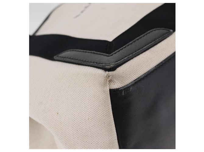 Borsa BALENCIAGA Navy Cabas S Canvas White Black 339933 Auth 204200 Nero Bianco - vista 10