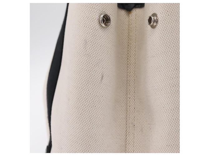 Borsa BALENCIAGA Navy Cabas S Canvas White Black 339933 Auth 204200 Nero Bianco - vista 14
