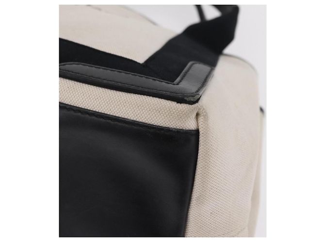 Borsa BALENCIAGA Navy Cabas S Canvas White Black 339933 Auth 204200 Nero Bianco - vista 18
