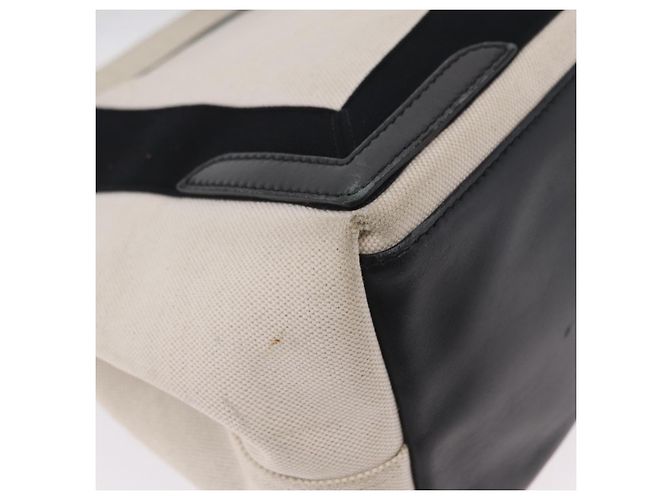 Borsa BALENCIAGA Navy Cabas S Canvas White Black 339933 Auth 204200 Nero Bianco - vista 19
