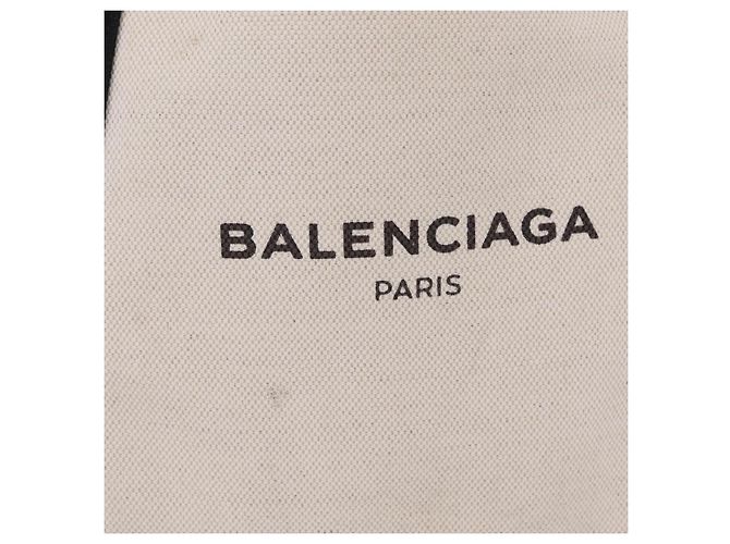 Borsa BALENCIAGA Navy Cabas S Canvas White Black 339933 Auth 204200 Nero Bianco - vista 2