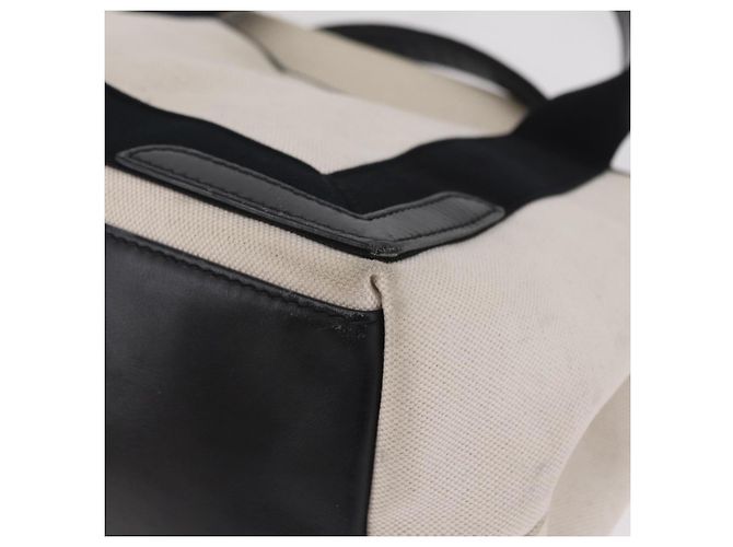 Borsa BALENCIAGA Navy Cabas S Canvas White Black 339933 Auth 204200 Nero Bianco - vista 20