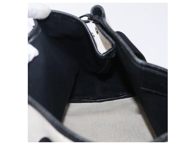 Borsa BALENCIAGA Navy Cabas S Canvas White Black 339933 Auth 204200 Nero Bianco - vista 23