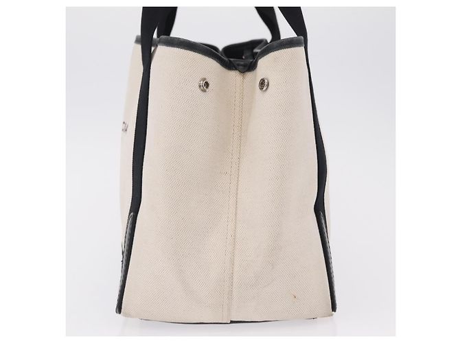 Borsa BALENCIAGA Navy Cabas S Canvas White Black 339933 Auth 204200 Nero Bianco - vista 5