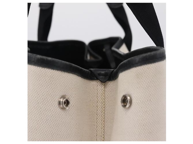 Borsa BALENCIAGA Navy Cabas S Canvas White Black 339933 Auth 204200 Nero Bianco - vista 6