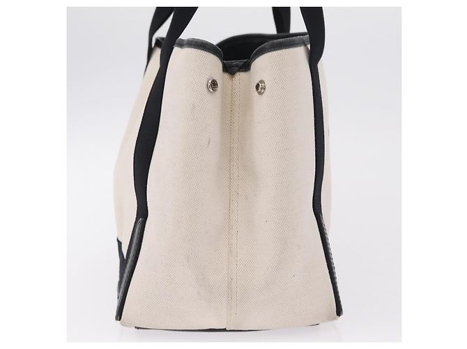 Borsa BALENCIAGA Navy Cabas S Canvas White Black 339933 Auth 204200 Nero Bianco - vista 7