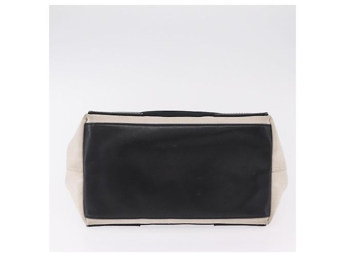 Borsa BALENCIAGA Navy Cabas S Canvas White Black 339933 Auth 204200 Nero Bianco - vista 8